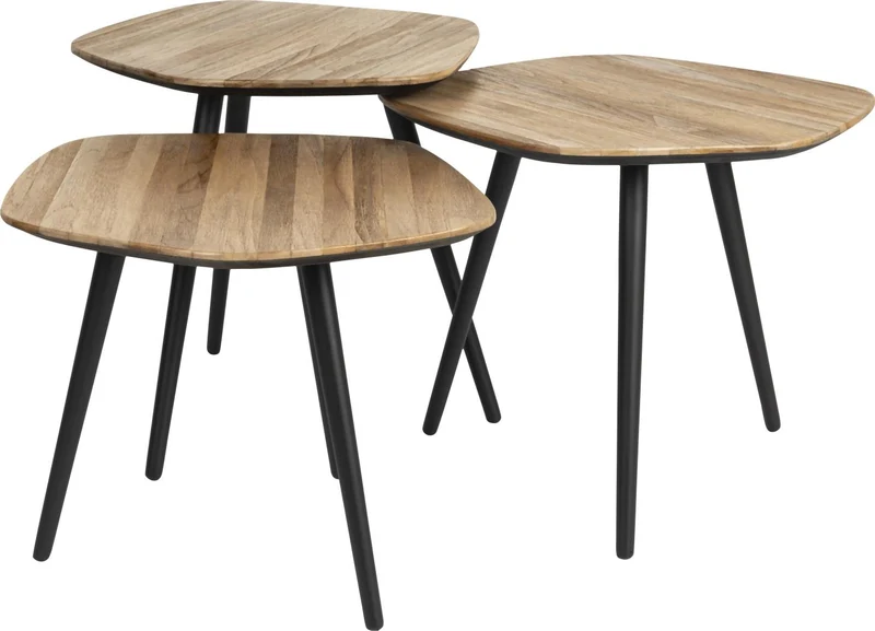 Couchtisch CUTIE 3-er Set aus recyceltem Teakholzfurnier