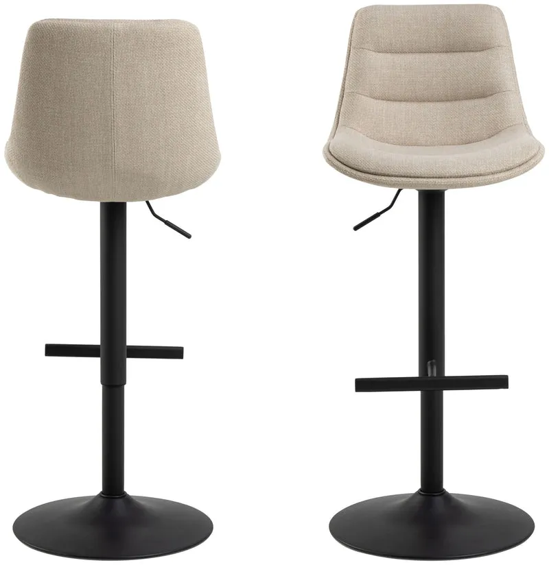ADISA Barhocker 2erSet Stoff Basel Beige mit Drehfunktion und Gasfeder