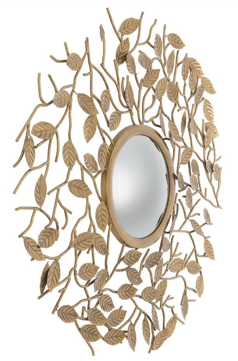 Casa Padrino Luxus Spiegel Vintage Messingfarben Ø 130 cm - Runder konvexer Wandspiegel - Luxus Möbel - Luxus Kollektion