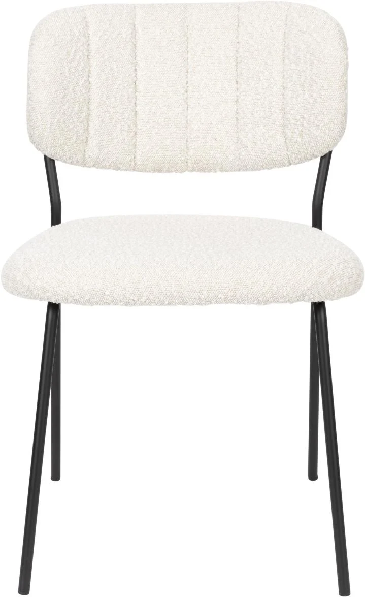 Stuhl Esszimmerstuhl Polsterstuhl JOLIEN BLACK BOUCLÉ WHITE
