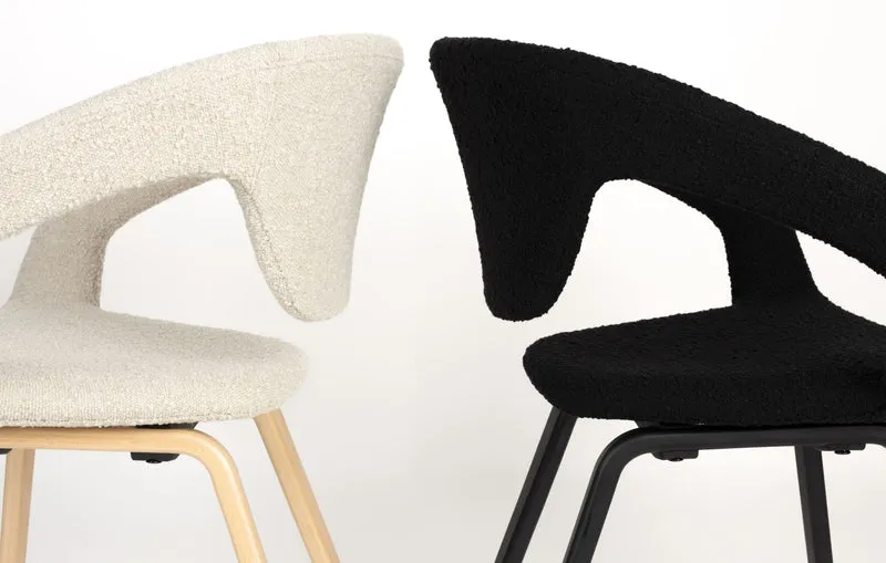 Stuhl Esszimmerstuhl FLEXBACK Bouclé Schwarz von Zuiver