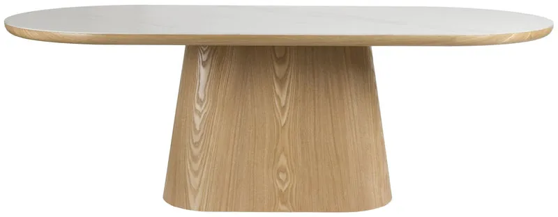Esstisch ALMIRA Oval 200 x 90 Eiche Furnier Platte in Marmoroptik