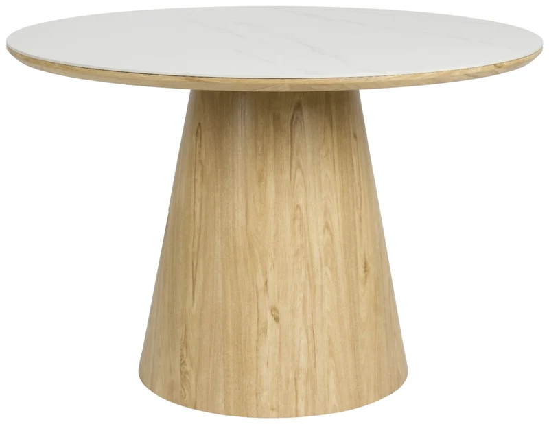Esstisch Tisch ALMIRA rund Ø 115 cm Eiche Furnier Platte Marmoroptik