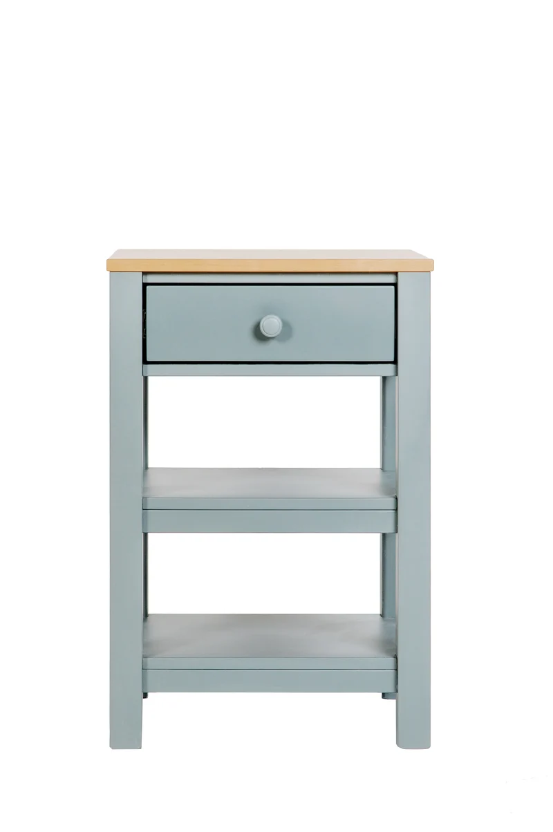 Beistelltisch, Schlüsseltisch, Butcher Block mit Schublade Massivholz Grau