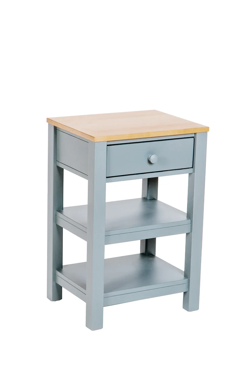 Beistelltisch, Schlüsseltisch, Butcher Block mit Schublade Massivholz Grau