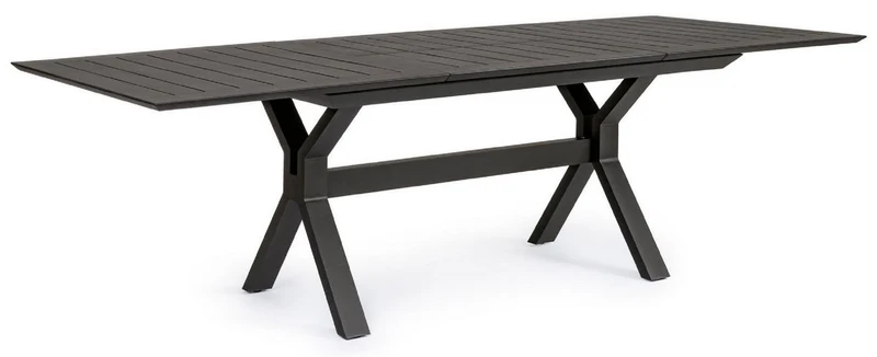 Casa Padrino Luxus Gartentisch Anthrazit 180-240 x 100 x H. 76 cm - Ausziehbarer Esstisch aus pulverbeschichtetem Aluminium - Luxus Garten & Terrassen Tisch - Luxus Garten & Terrassen Möbel