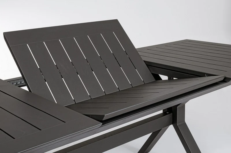 Casa Padrino Luxus Gartentisch Anthrazit 180-240 x 100 x H. 76 cm - Ausziehbarer Esstisch aus pulverbeschichtetem Aluminium - Luxus Garten & Terrassen Tisch - Luxus Garten & Terrassen Möbel