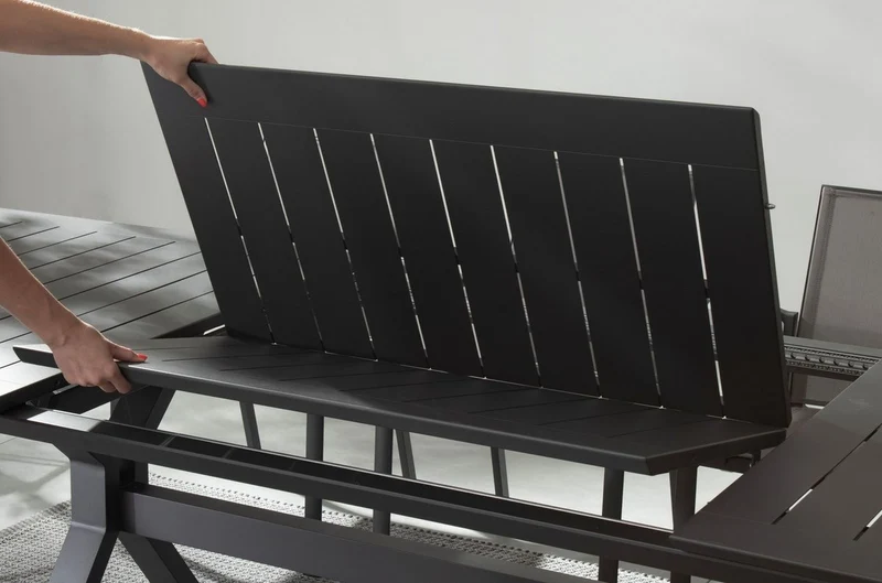 Casa Padrino Luxus Gartentisch Anthrazit 180-240 x 100 x H. 76 cm - Ausziehbarer Esstisch aus pulverbeschichtetem Aluminium - Luxus Garten & Terrassen Tisch - Luxus Garten & Terrassen Möbel