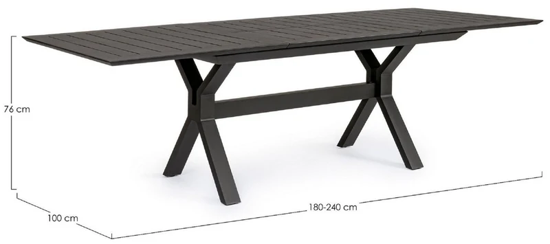Casa Padrino Luxus Gartentisch Anthrazit 180-240 x 100 x H. 76 cm - Ausziehbarer Esstisch aus pulverbeschichtetem Aluminium - Luxus Garten & Terrassen Tisch - Luxus Garten & Terrassen Möbel