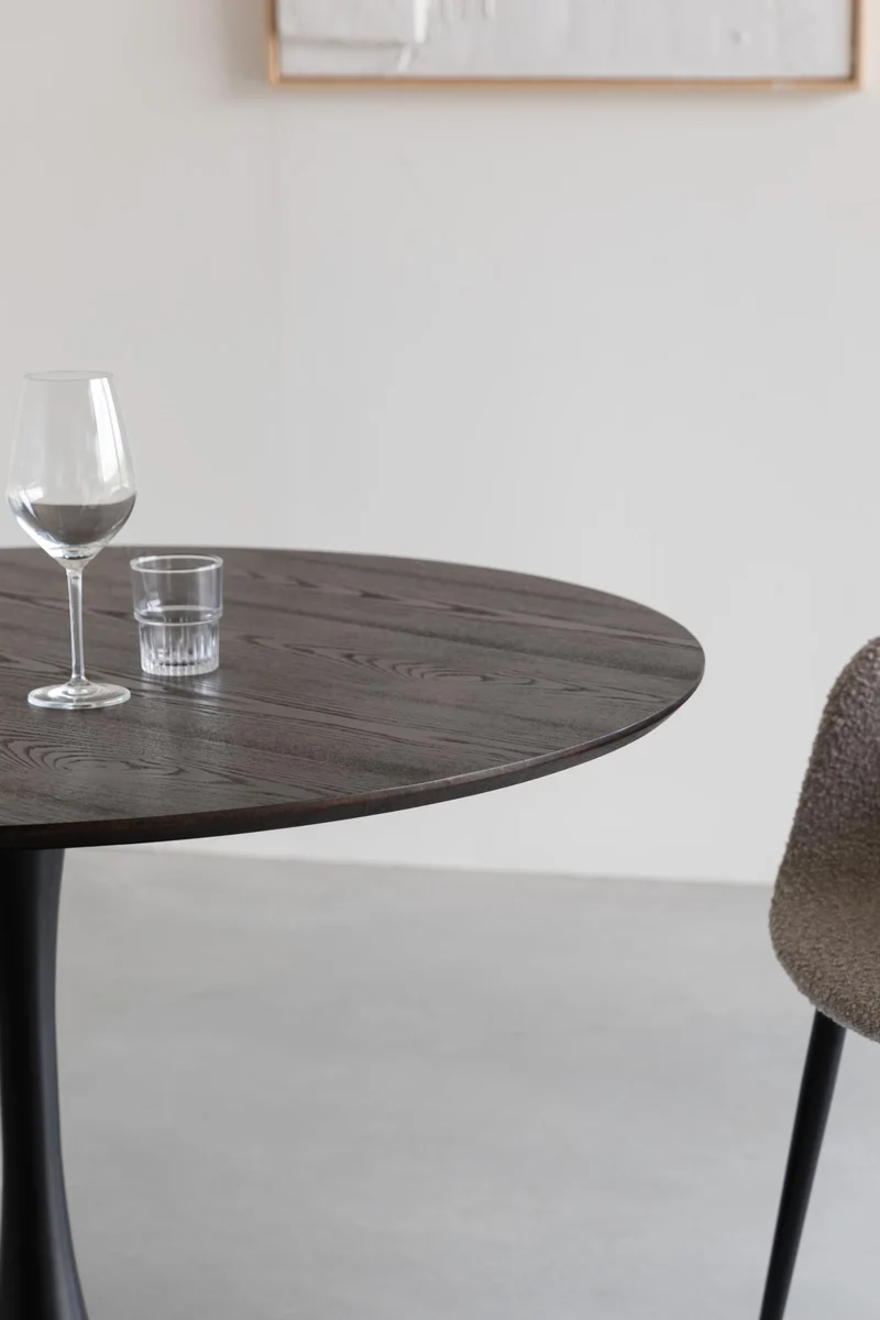 Tisch Esstisch RAKU BROWN BLACK furniert Ø 110 cm runde Tischplatte