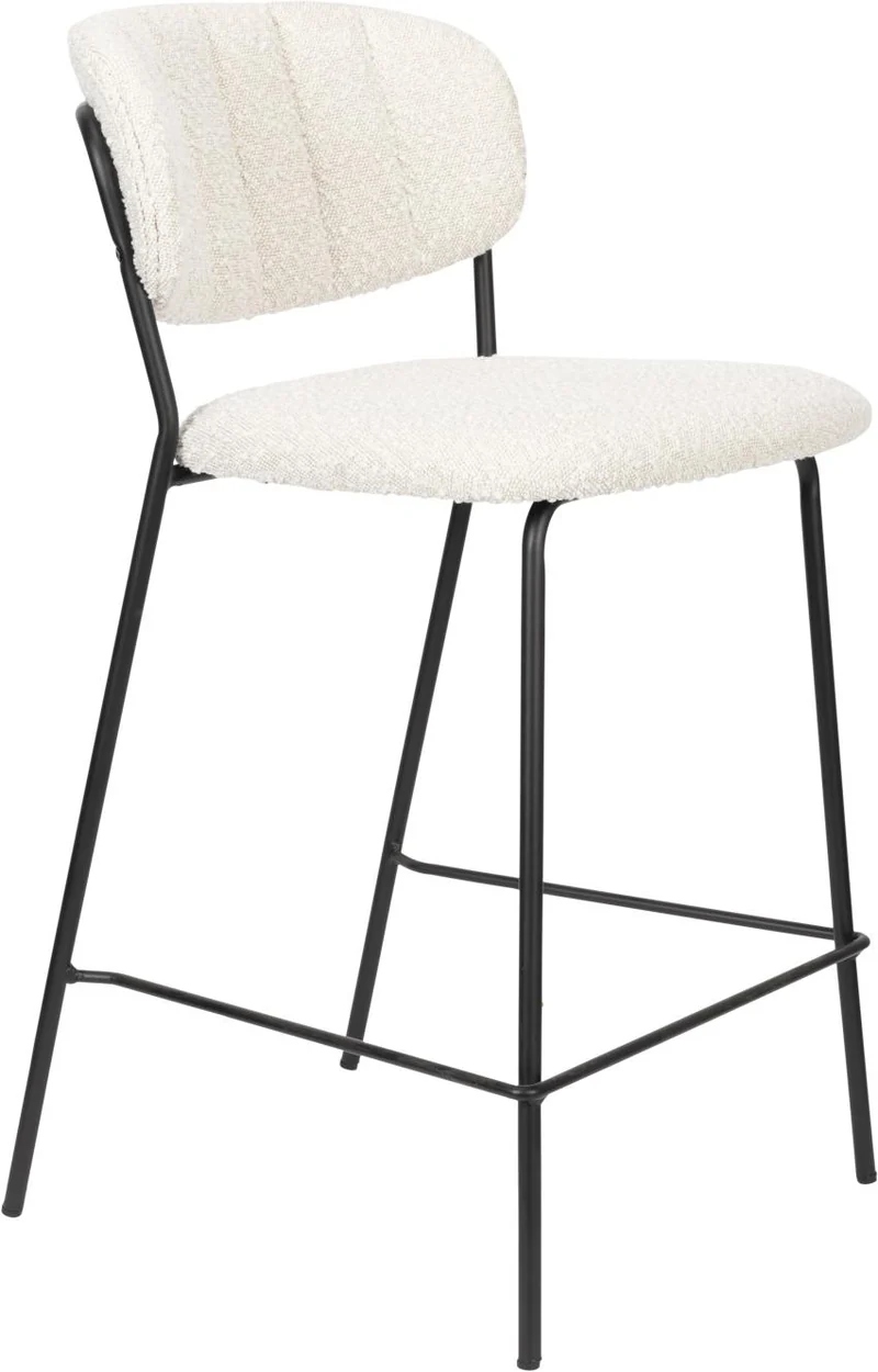 Hocker Tresenhocker JOLIEN BLACK BOUCLÉ WHITE
