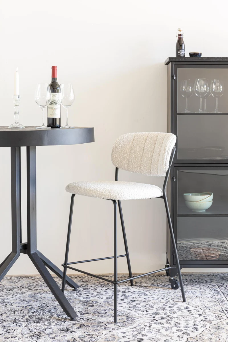 Hocker Tresenhocker JOLIEN BLACK BOUCLÉ WHITE