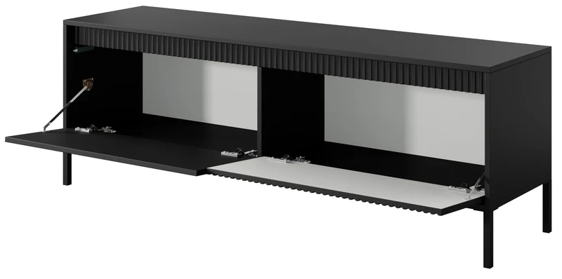Falsetto TV-Schrank, zweiflügelig mit gerillter Front, 154 cm, schwarz