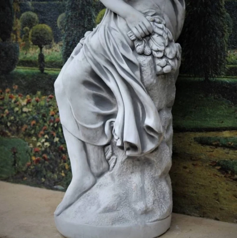 Casa Padrino Jugendstil Garten Deko Skulptur Frau Grau H. 131 cm - Elegante Garten Deko Stein Figur - Barock & Jugendstil Garten Deko Accessoires