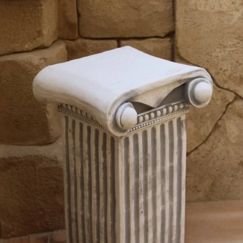 Casa Padrino Barock Säule Grau 37 x 38 x H. 71 cm - Prunkvolle Gartensäule im Barockstil - Gartendeko Stein Säule - Barock Garten & Terrassen Deko Accessoires