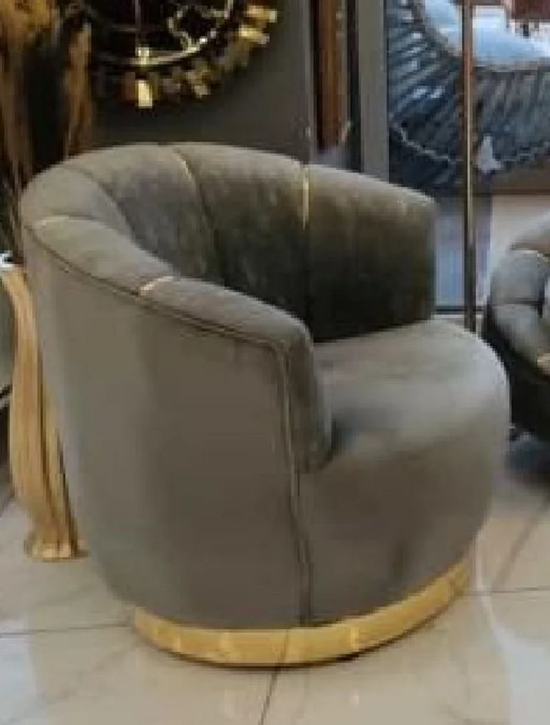 Casa Padrino Luxus Sessel Grau / Gold 75 x 70 x H. 80 cm - Wohnzimmer Sessel - Hotel Sessel - Wohnzimmer Möbel - Hotel Möbel - Luxus Möbel - Wohnzimmer Einrichtung - Luxus Einrichtung