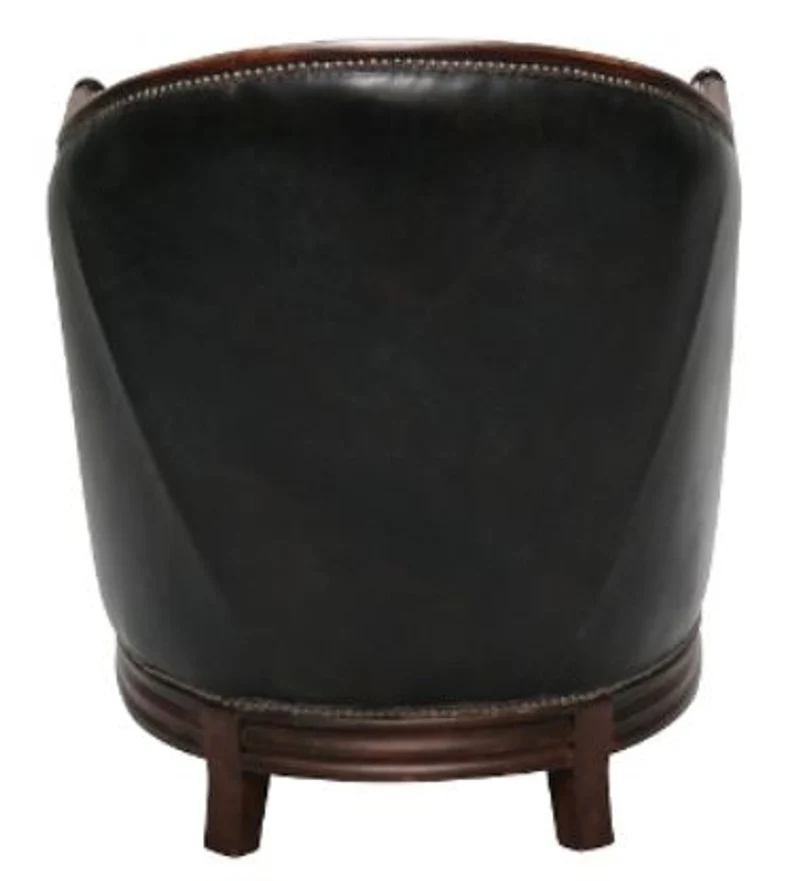 Casa Padrino Luxus Sessel im englischen Stil Schwarz / Dunkelbraun 65 x 74 x H. 74 cm - Echtleder Wohnzimmermöbel