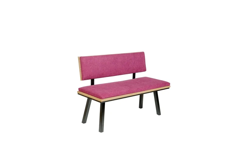 Sitzbank 'Die Elegante', 125 cm mit Lehne, Stoff Bordeaux