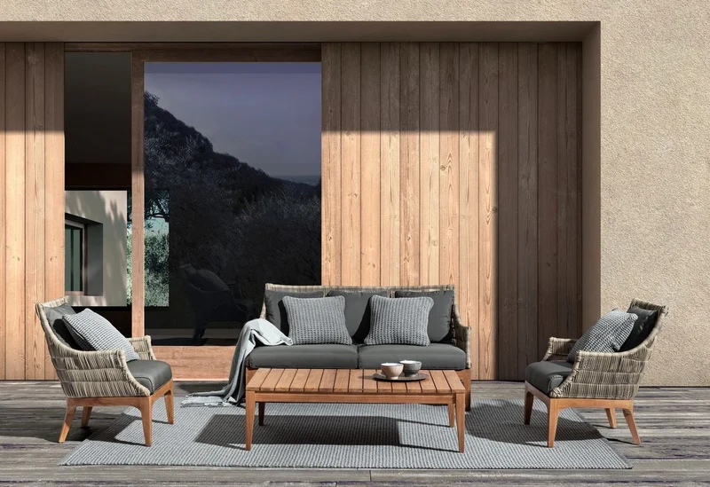 Casa Padrino Luxus Teakholz Gartentisch Braun 120 x 70 x H. 35 cm - Wetterbeständiger Garten & Terrassen Massivholz Tisch - Moderne Teakholz Garten & Terrassen Möbel - Luxus Kollektion