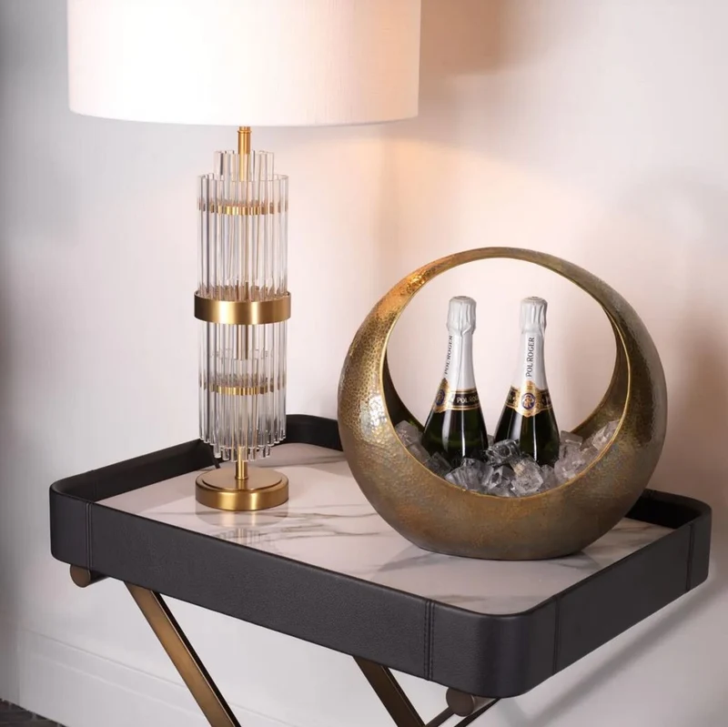 Casa Padrino Luxus Weinkühler Vintage Messing 40,5 x 17 x H. 38 cm - Champagnerkühler - Sektkühler - Gastronomie Accessoires - Restaurant Accessoires - Hotel Accessoires