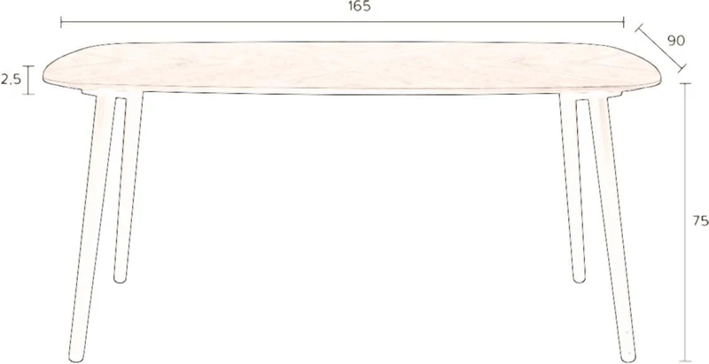 Esstisch Clover 165 x 90 cm mit Walnussfurnierplatte von DutchBone