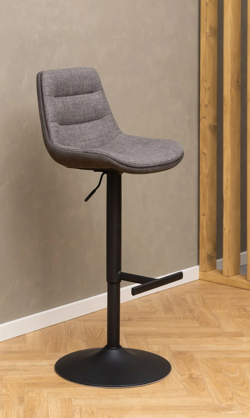 ADISA Barhocker 2erSet Stoff Basel Graubraun Anthrazit + Drehfunktion