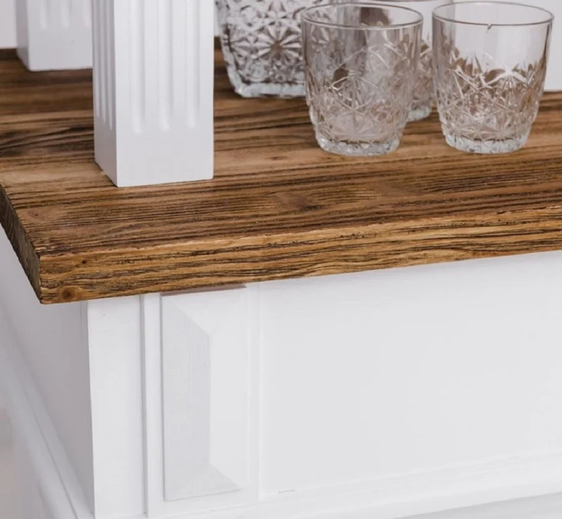 Casa Padrino Landhausstil Bar Theke Weiß / Braun 150 x 56 x H. 210 cm - Massivholz Thekentisch - Massivholz Bar Möbel im Landhausstil