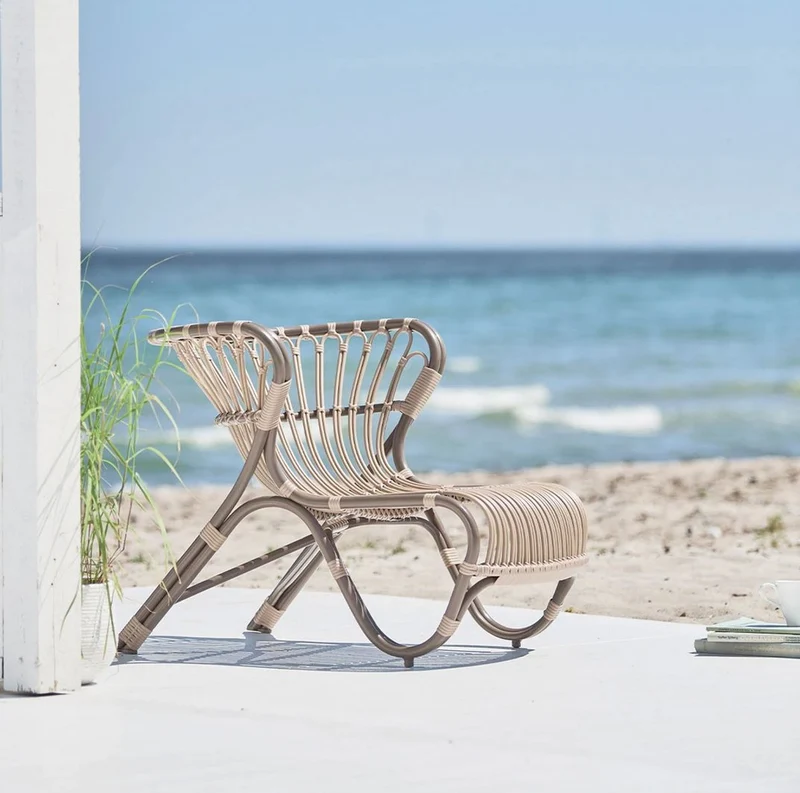 Casa Padrino Luxus Garten Lounge Sessel Mokka / Beige 79 x 92 x H. 68 cm - Wetterbeständiger Garten & Terrassen Sessel - Garten & Terrassen Möbel - Luxus Qualität