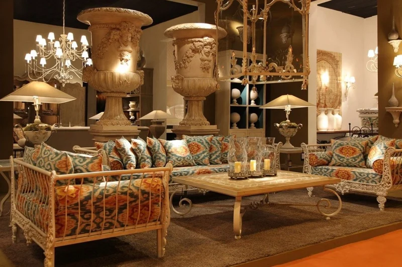 Casa Padrino Luxus Barock Schmiedeeisen Möbel Set Grün / Orange / Weiß - 1 Luxus Sofa & 2 Luxus Sessel & 1 Luxus Couchtisch - Wohnzimmer Möbel - Garten Möbel - Hotel Möbel - Luxus Barock Möbel