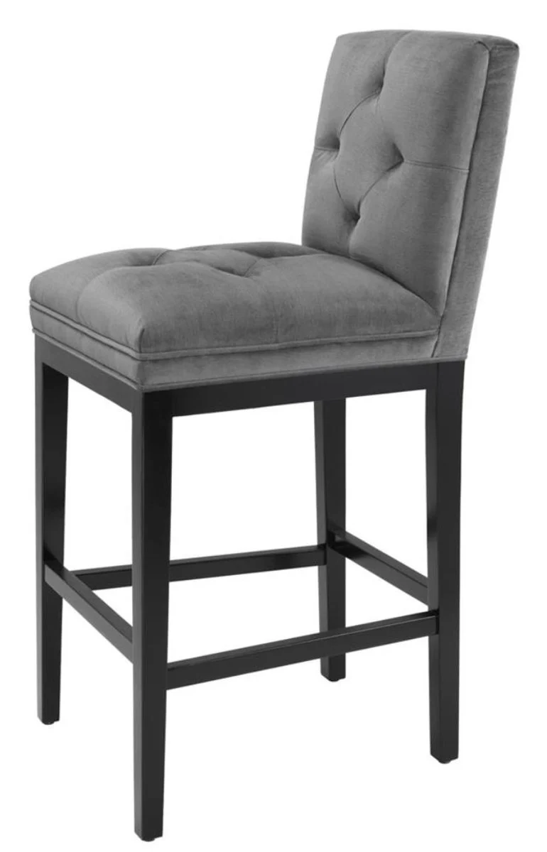 Casa Padrino Luxus Barstuhl Dunkelgrau / Schwarz 51 x 63 x H. 110 cm - Hotel Restaurant Club Möbel