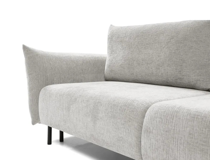 Dreisitziges ausklappbares Sofa Candeiro mit Stauraum, grauer Chenille-Bezug