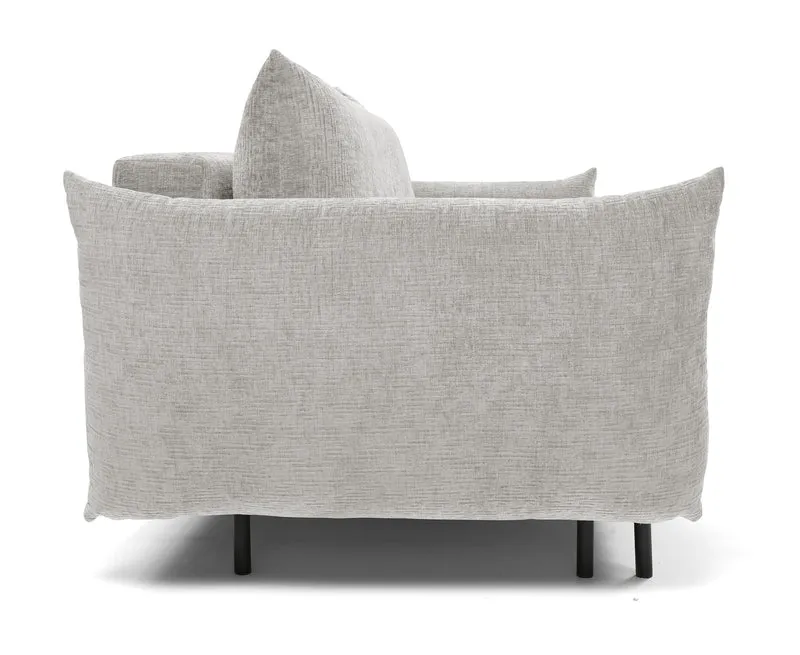 Dreisitziges ausklappbares Sofa Candeiro mit Stauraum, grauer Chenille-Bezug