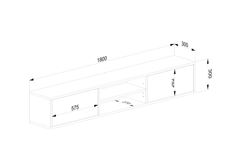 Lowboard Eiche Rustikal - Natur geölt 180cm mit Wandaufhängung