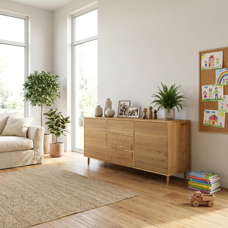 Sideboard Eiche Rustikal - Natur geölt 180cm