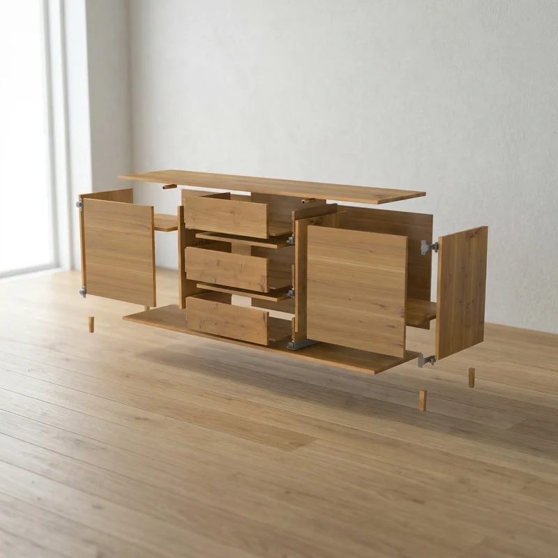 Sideboard Eiche Rustikal - Natur geölt 180cm