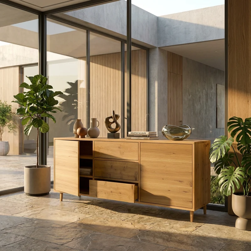 Sideboard Eiche Rustikal - Natur geölt 180cm
