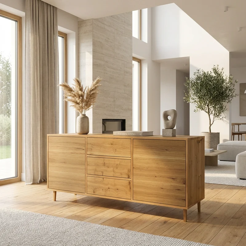 Sideboard Eiche Rustikal - Natur geölt 180cm
