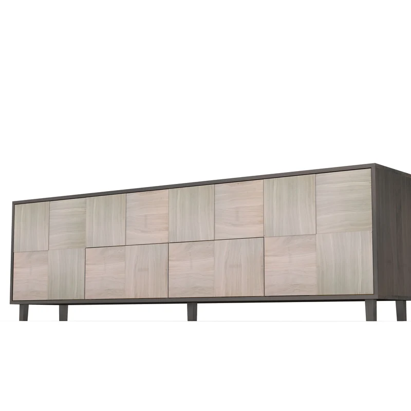 Sideboard "Mosaik" Eiche Premium - Schwarz/Weiß geölt 240cm