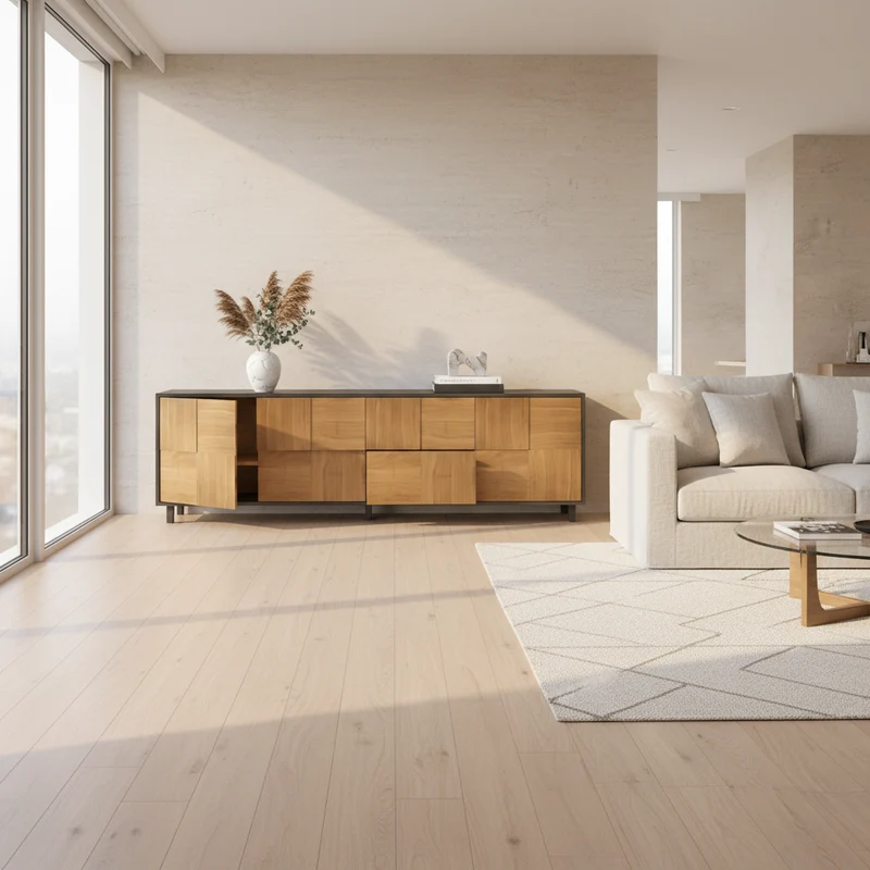 Sideboard "Mosaik" Eiche Premium - Natur/Schwarz geölt 240cm