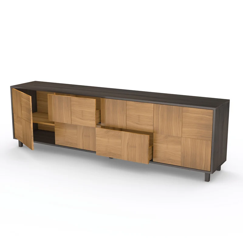 Sideboard "Mosaik" Eiche Premium - Natur/Schwarz geölt 240cm
