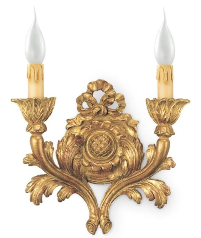 Casa Padrino Luxus Barock Doppel Wandleuchte Antik Gold 31 x 14 x H. 30 cm - Prunkvolle Wandlampe im Barockstil - Barock Leuchten - Luxus Qualität - Made in Italy
