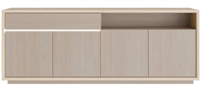 Sideboard Kommode FICAR mit LED Dekor: Riva Eiche / Imbiah Pine, Forte