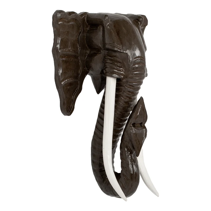 Deko Elefantenkopf TUSK-M Antik-Dunkelbraun ca. H50cm
