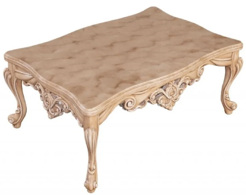 Casa Padrino Luxus Barock Couchtisch Naturfarben - Prunkvoller Massivholz Wohnzimmertisch im Barockstil - Barock Wohnzimmer Möbel - Edel & Prunkvoll