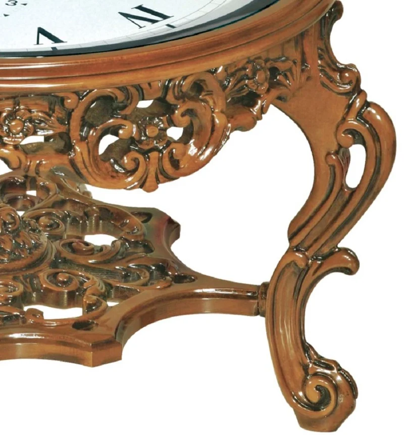 Casa Padrino Luxus Barock Couchtisch mit Uhr Braun - Prunkvoller Barockstil Cocktailtisch - Barock Möbel - Barock Interior - Edel & Prunkvoll - Luxus Qualität - Made in Italy