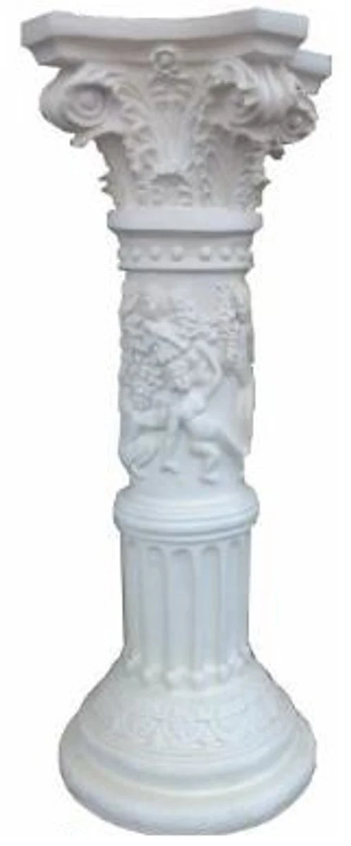 Casa Padrino Barock Deko Säule Weiß H. 77 cm - Edle Wohnzimmer Deko Säule - Deko Accessoires im Barockstil
