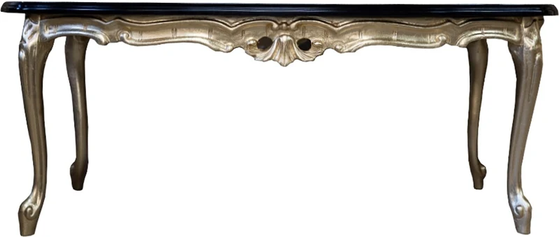 Casa Padrino Barock Couchtisch Pompöös by Harald Glööckler aus Buchenholz Schwarz / Gold 121 x 66 x 47 cm