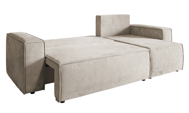 Ecksofa mit Schlaffunktion Copertino, L-förmig, mit Stauraum, universell, beige Cord
