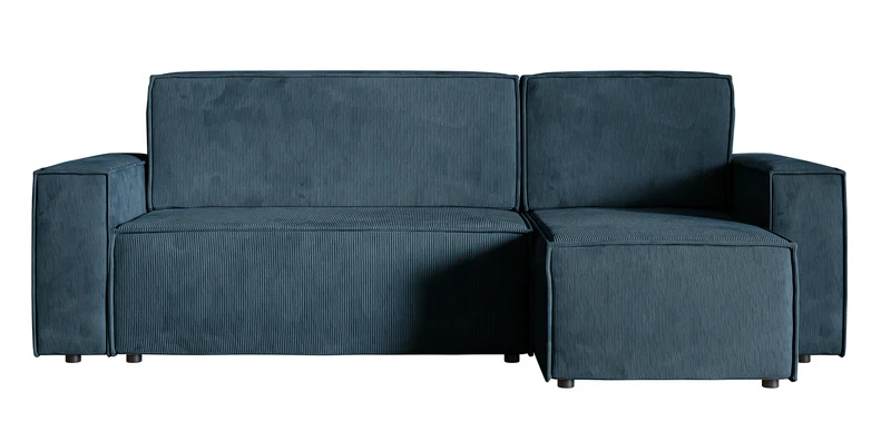Ecksofa mit Schlaffunktion Copertino, L-förmig, mit Stauraum, universell, dunkelblauer Cordstoff