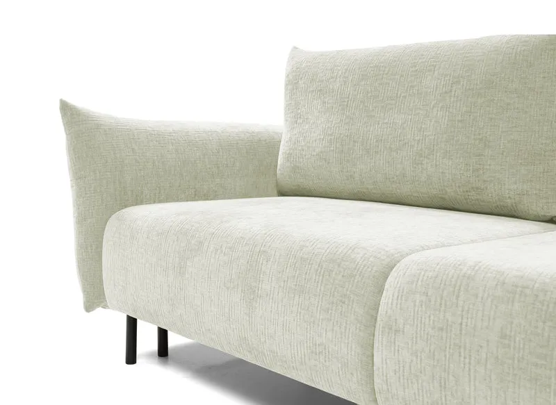 Dreisitziges ausklappbares Sofa Candeiro mit Stauraum, cremefarbenes Chenille